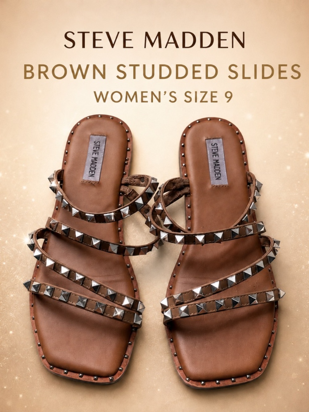 Steve Madden Brown slides studded sandals size 9
